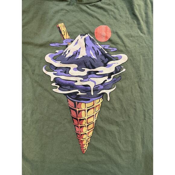 Mount Fuji Ice Cream Cone Shirt Mens XL Short Sleeve Graphic Soft Colorblock Y2K - Picture 2 of 5